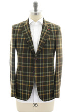 Isaia Sport Coat Jacket Blazer Gregory Wool Rust Brown Green Plaid