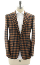 Isaia Sport Coat Jacket Blazer Gregory Wool Rust Brown Green Plaid