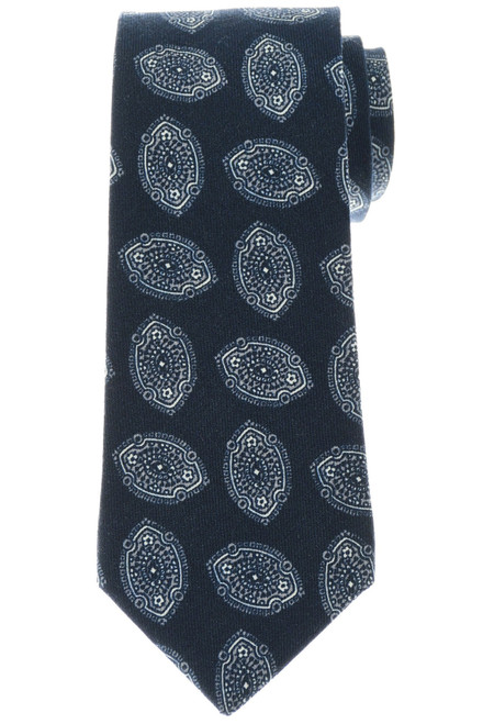 Luigi Borrelli Tie Wool Blue Medallion 