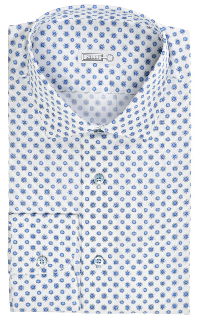 Zilli Silk Shirt in Geometric Monogram Print 17.5