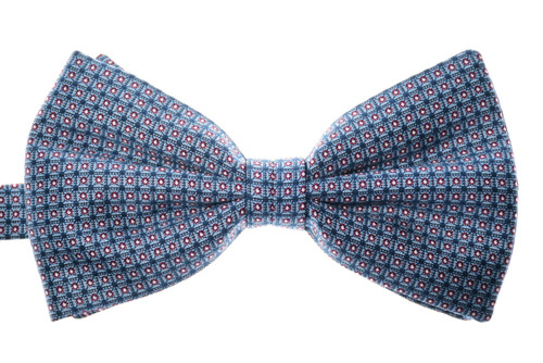 Brioni Bow Tie Silk Blue Burgundy Geometric