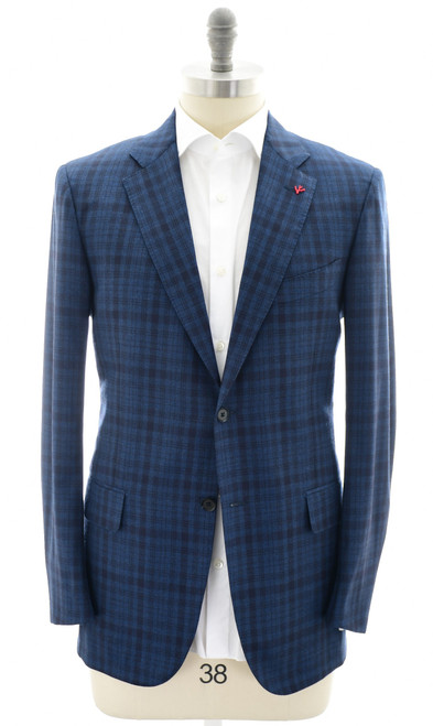 Isaia Sport Coat Jacket 'Musa' Cashmere Blue Plaid