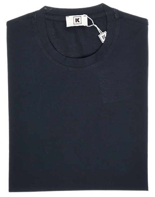 Kired by Kiton T-Shirt Short Sleeve Crepe Jersey Cotton Dark Blue