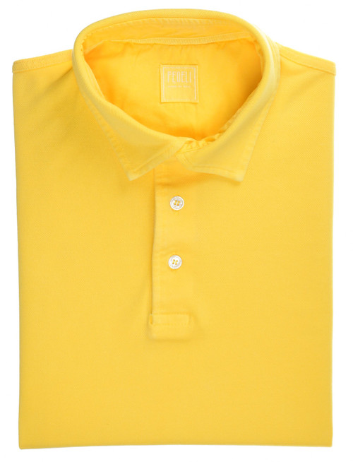 Fedeli Polo Shirt 'North' Short Sleeve Cotton Pique Frosted Yellow
