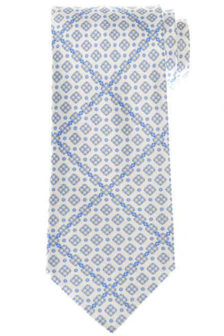 Stain Resistant Medallion Pattern Silk Tie - French Blue