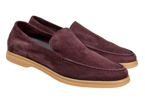 Fedeli Shoes Loafers Sailor Suede Leather Purple