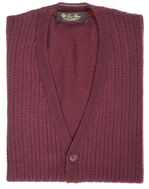 Loro Piana Sweater Cardigan Micro Cable Baby Cashmere Plum Purple