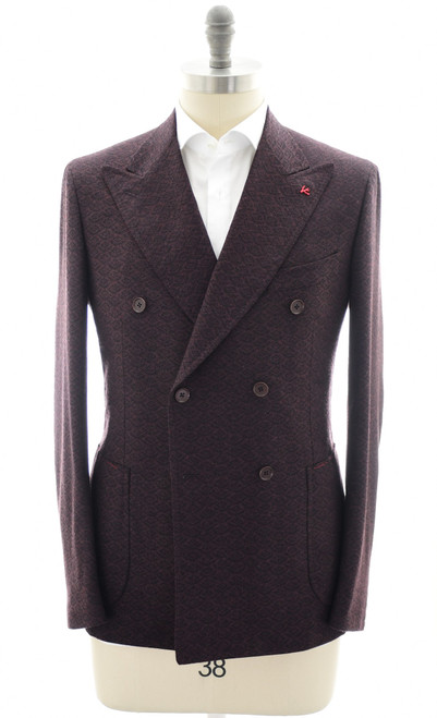 Isaia Purple Wool Cashmere Double Breasted Sport Coat