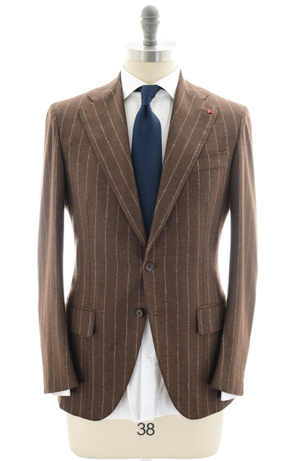 Isaia Napoli Suit "Marechiaro" Wool Brown Stripe
