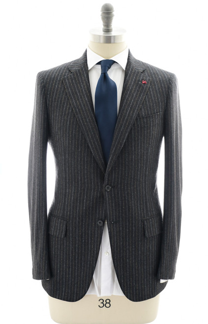 Isaia Napoli Suit "Gregorio" Wool Gray Brown Stripe