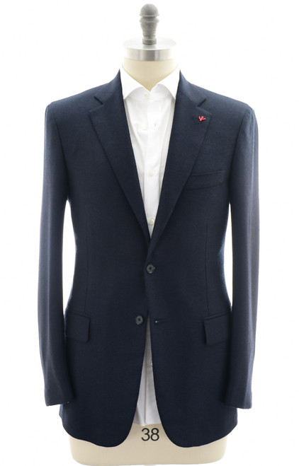Isaia Sport Coat Jacket Blazer Wool Hopsack Blue