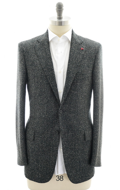 Isaia Sport Coat Jacket Blazer Wool Green Tweed