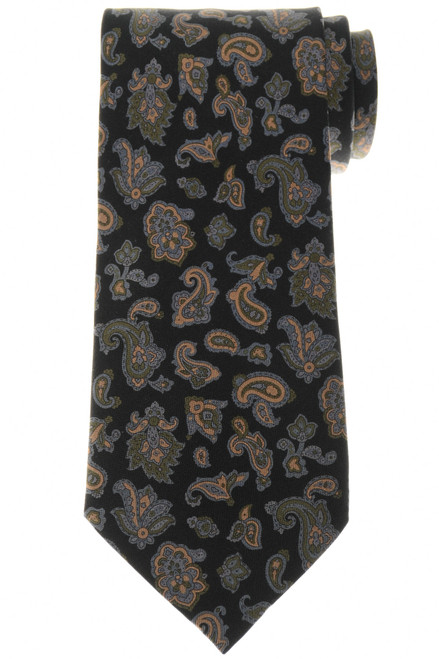Stefano Ricci Tie Black Gray Brown Green Paisley