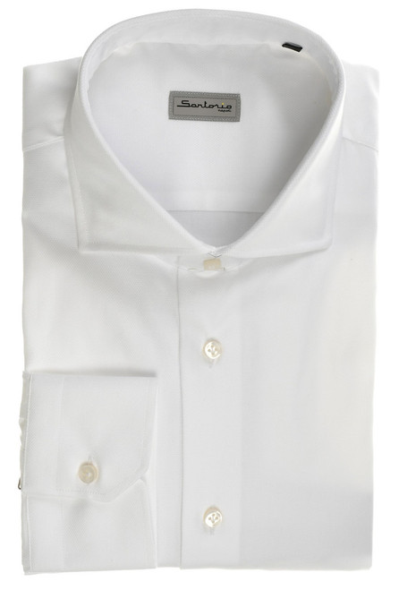 Sartorio By Kiton Napoli Shirt Cotton White Fancy Micro Sartorio By Kiton Napoli Shirt Cotton White Fancy Micro