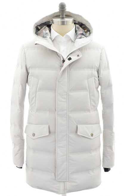 Kired by kiton Hooded Goose Down Puffer Parka Coat "REUS" Light Gray Kired by kiton Hooded Goose Down Puffer Parka Coat "REUS" Light Gray