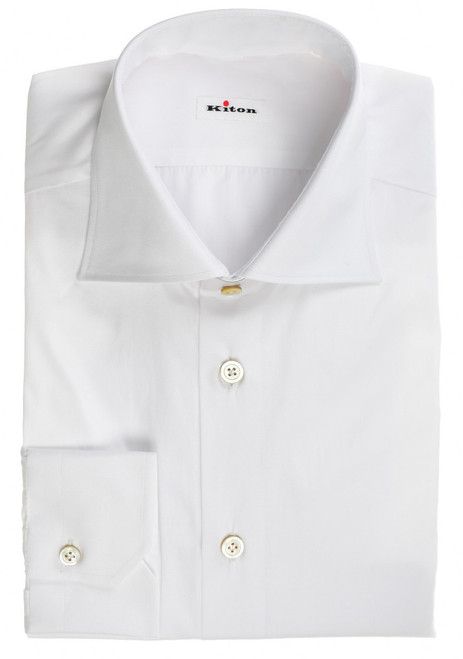 Kiton Napoli Men's Italian Designer Shirt Superfine Cotton White Luxury Basic Kiton Napoli Men's Italian Designer Shirt Superfine Cotton White Luxury Basic