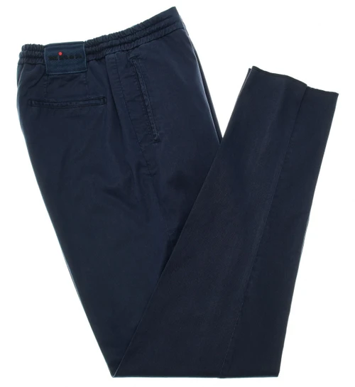 Kiton Blue Navy Cotton Stretch Jogger Pants – Luxury Italian Soft Twill