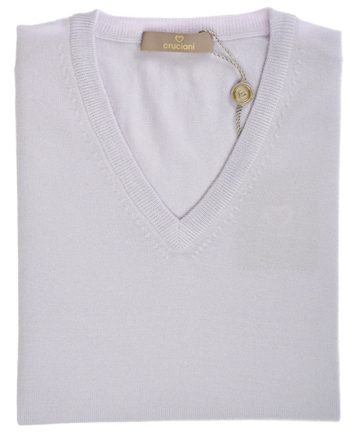 Cruciani Pale Gray V-Neck – Men's Italian Designer Sweater Wool