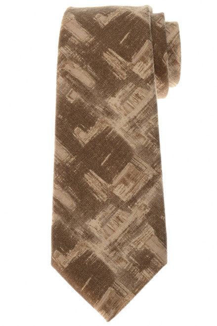 Kiton Brown Abstract Print Wool Tie