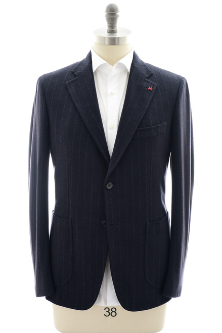 Isaia Dark Blue Stripe Wool Sport Coat