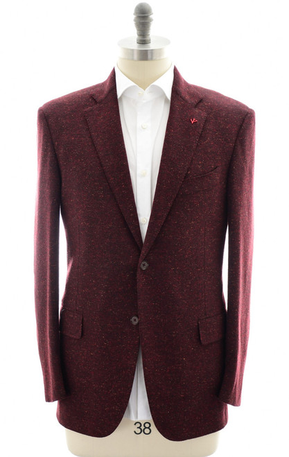 Isaia Burgundy Tweed Wool Blend Sport Coat Isaia Burgundy Tweed Wool Blend Sport Coat