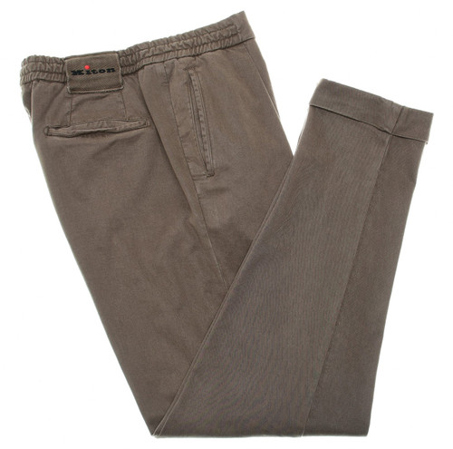 Kiton Brown Twill Lyocell Cotton Elastane Jogger Pants Kiton Brown Twill Lyocell Cotton Elastane Jogger Pants