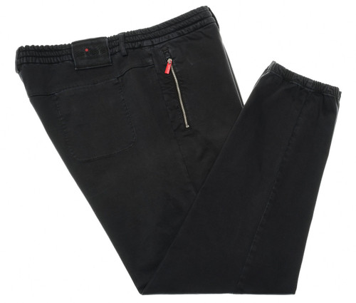 Kiton Black Cotton Stretch Cropped Jogger Pants Kiton Black Cotton Stretch Cropped Jogger Pants