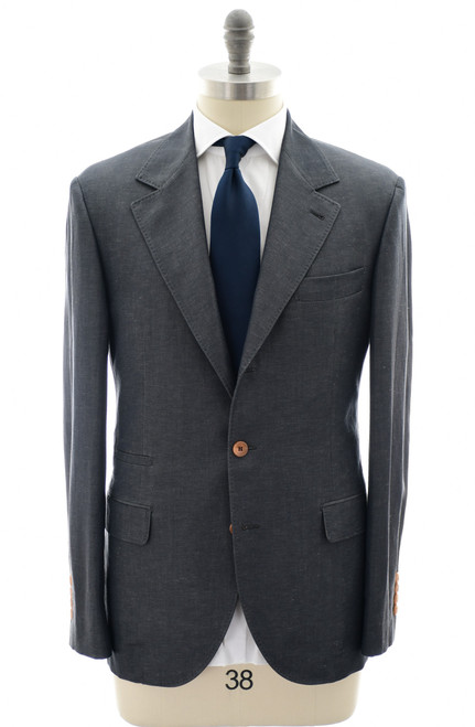 Brunello Cucinelli Dark Gray Wool Linen Suit