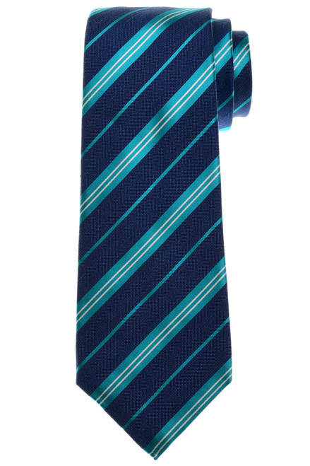 Kiton Blue Aqua Stripe Silk Tie