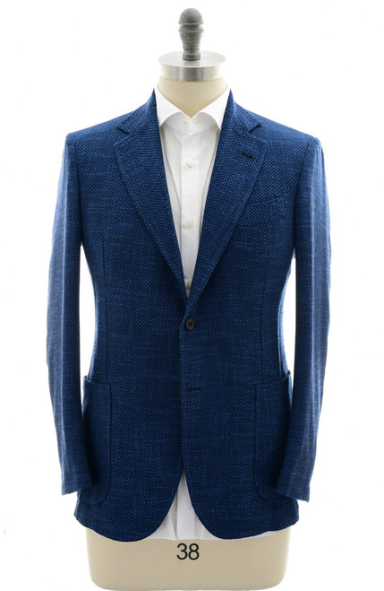 Sartorio Blue Micro Wool Silk Polyamide Cotton Sport Coat