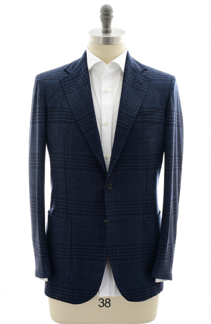 Sartorio Dark Blue Plaid Wool Cashmere Polyamide Elastane Sport Coat