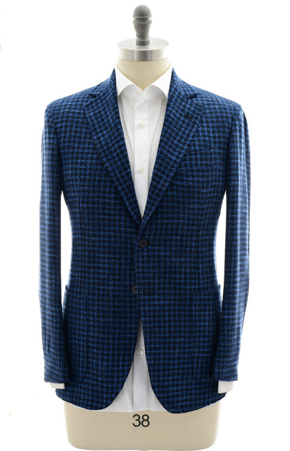 Sartorio Blue Black Check Wool Silk Polyamide Cotton Sport Coat