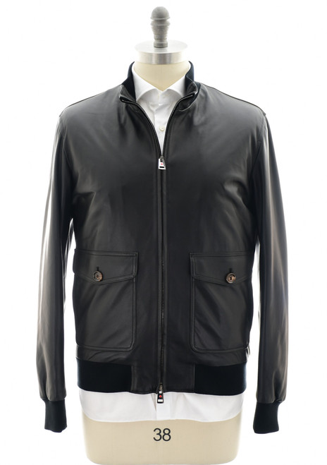 Kired Black Lambskin Leather Bomber Jacket