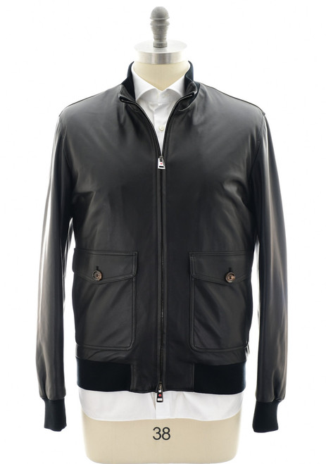 Kired Black Lambskin Leather Bomber Jacket