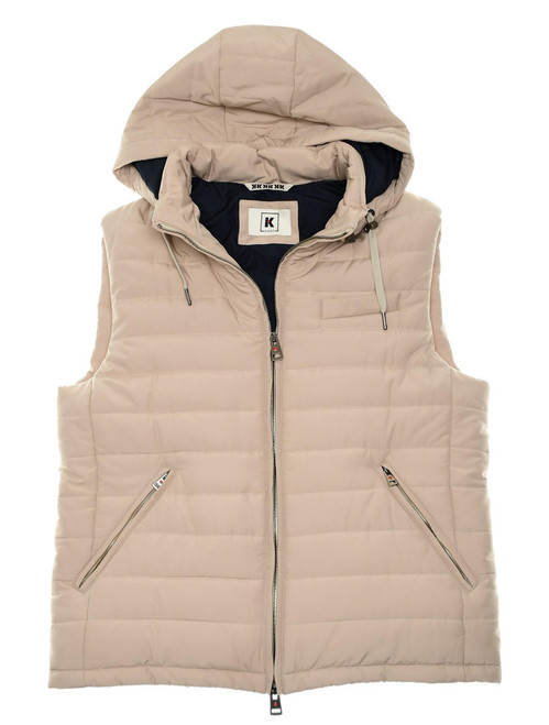 Kired Brown Polyester Puffer Vest With Detachable Hood