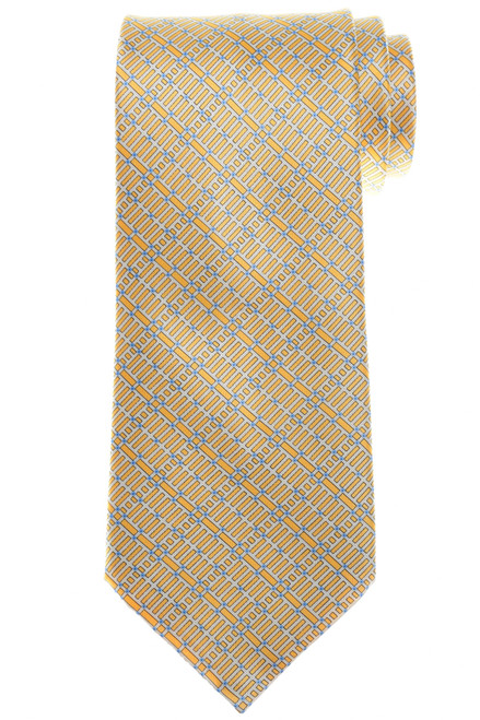 Stefano Ricci Yellow Blue Garden Motif Hand Printed Silk Tie