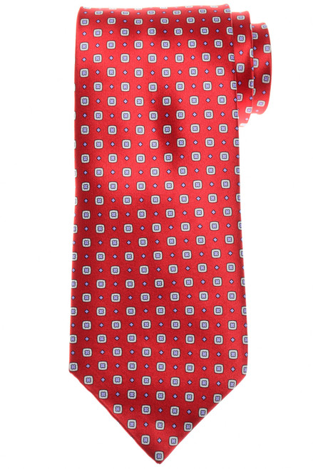 Stefano Ricci Red Purple Geometric Hand Printed Silk Tie