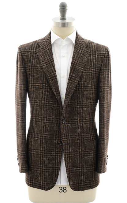 Kiton Napoli Brown Plaid Wool Silk Polyamide Cotton Sport Coat
