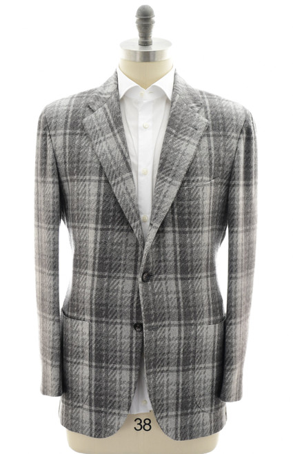 Kiton Napoli Gray Plaid Cashmere Sport Coat