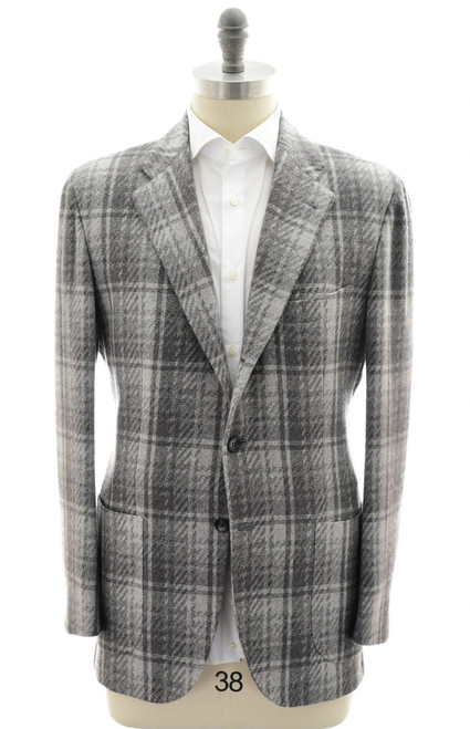 Kiton Napoli Gray Plaid Cashmere Sport Coat