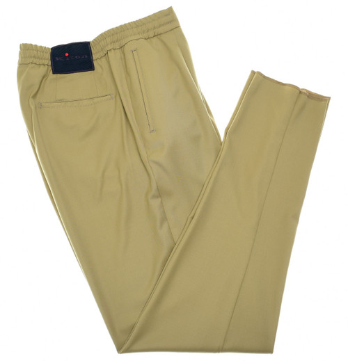 Kiton Napoli Olive Green Wool Super 150's Jogger Pants