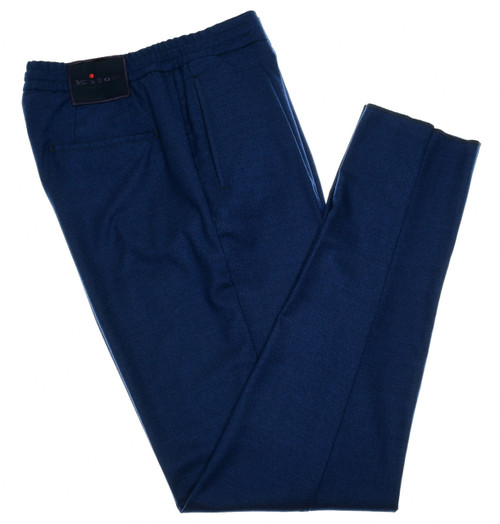 Kiton Napoli Blue Cashmere Wool Silk Stretch Jogger Pants