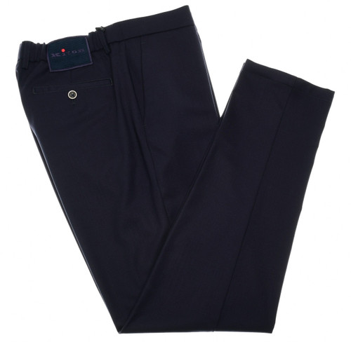 Kiton Napoli Dark Navy Blue Wool Stretch Pants