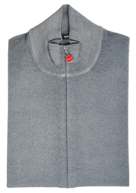 Kiton Napoli Gray Garment Dyed Wool Full Zip Sweater Cardigan
