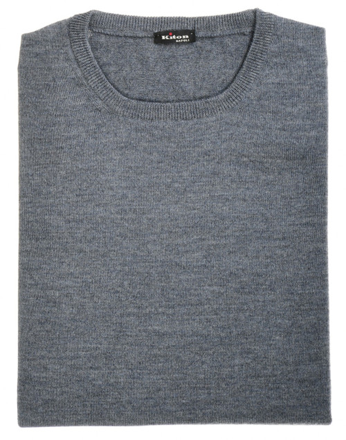 Kiton Napoli Gray Wool Crewneck Sweater