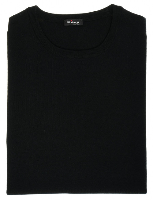 Kiton Napoli Dark Navy Blue Wool Crewneck Sweater