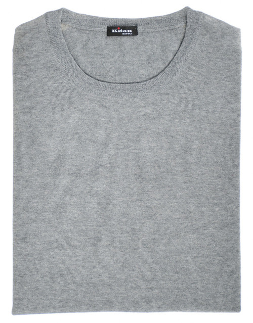 Kiton Napoli Gray Superfine Wool Crewneck Sweater