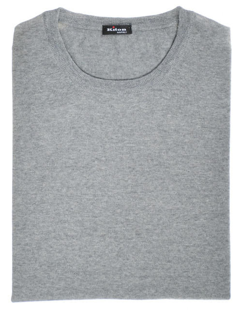 Kiton Napoli Gray Superfine Wool Crewneck Sweater