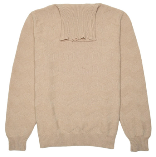 Kiton Napoli Beige Cashmere Chevron Turtleneck Sweater
