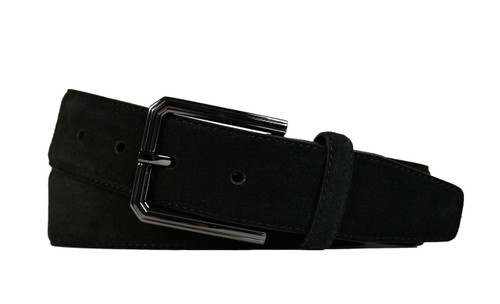 Kiton Napoli Suede Leather Adjustable Length Black Belt